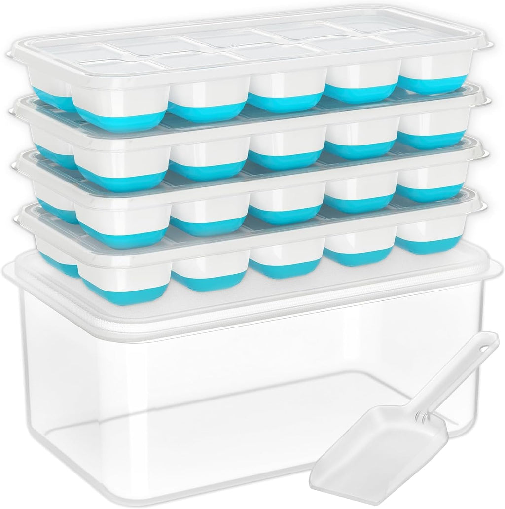 4 Pack Silicone Ice Cube Trays for Freezer