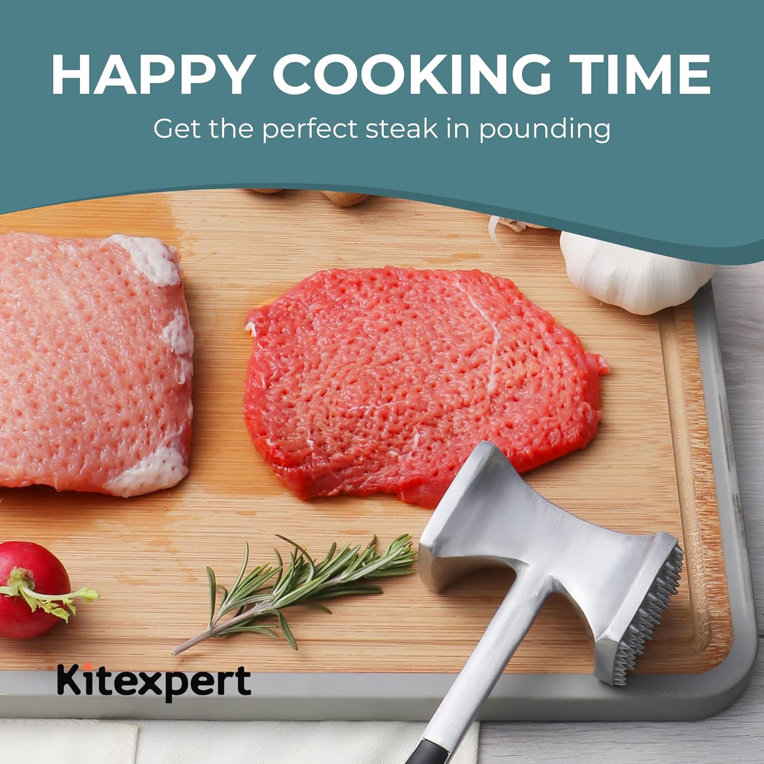 Meat Tenderizer Hammer with Comfortable-Grip Handle